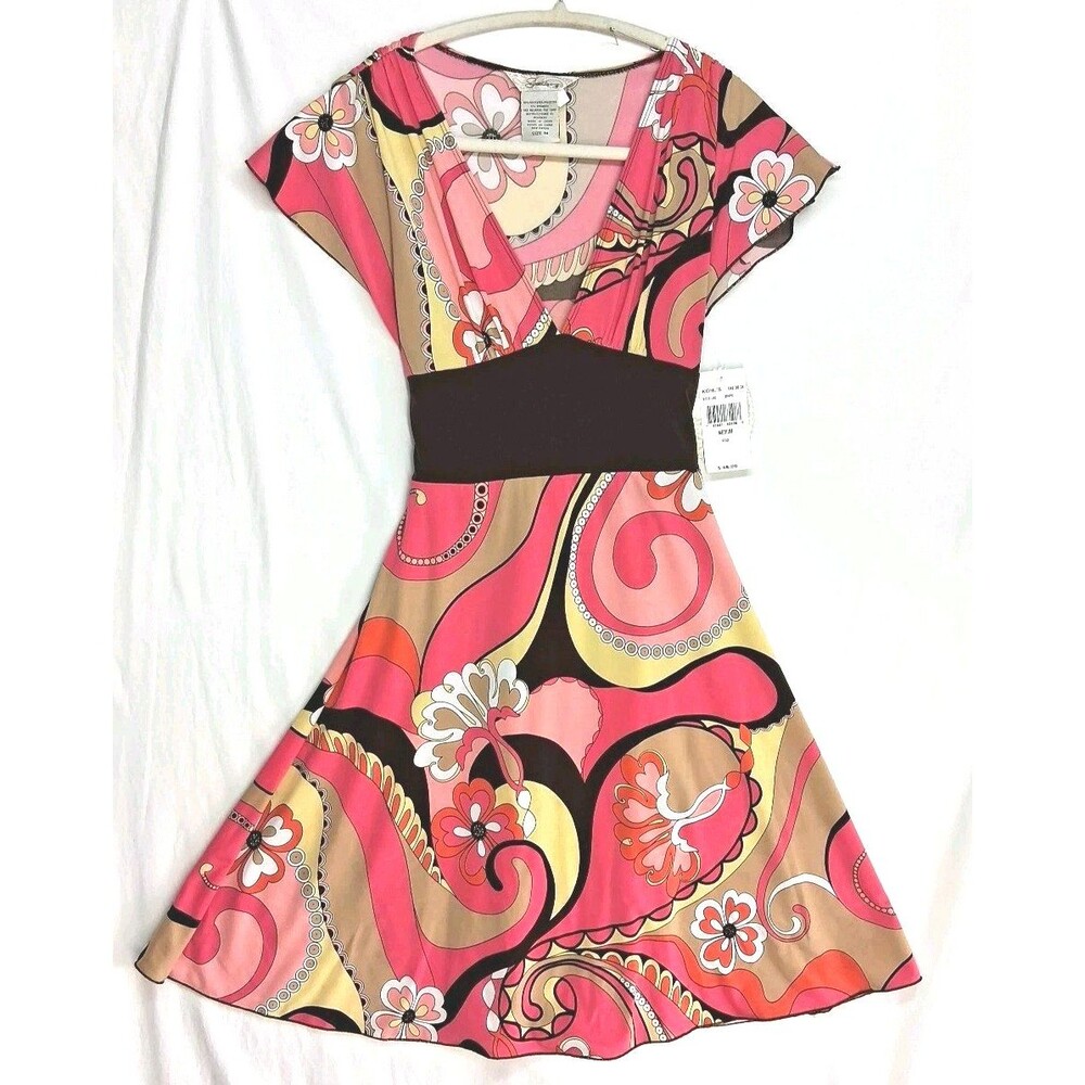 New 90s Vintage Speechless Women M Pink Dress Y2k tie waist babydoll Midi Lolita